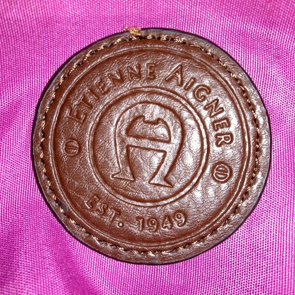 💛TODAY***$21***Vintage Etienne Aigner canvas shoulder bag /brown leather accent - Picture 9 of 9